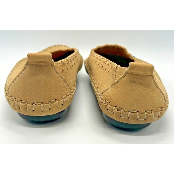 HUSH PUPPIES 57919 Suede Slip-On Moccasin Flats~Aztec Southwest~Tan~Women Sz 6W - Picture 4 of 10